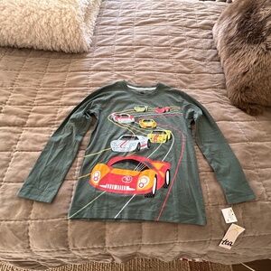 NEW Tea Collection Boys Le Mans Race Graphic Tee Cars Long Sleeve Shirt 8 Green